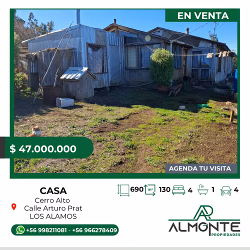 PROPIEDAD  690 M2  UBICADA EN CERRO ALTO   LOS ALAMOS