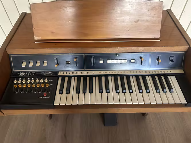 Órgano Vintage Hammond / Sounder Retro de Madera + Pedal