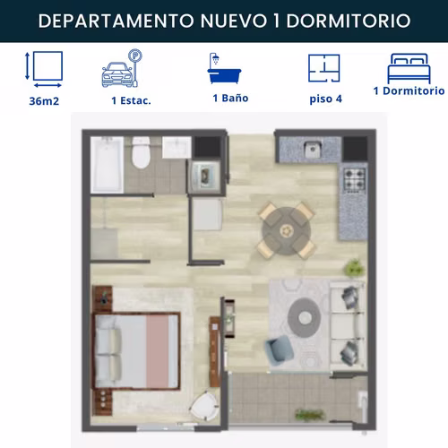 Arriendo Depto 1D1B Portal Mirador 4to piso (16213)