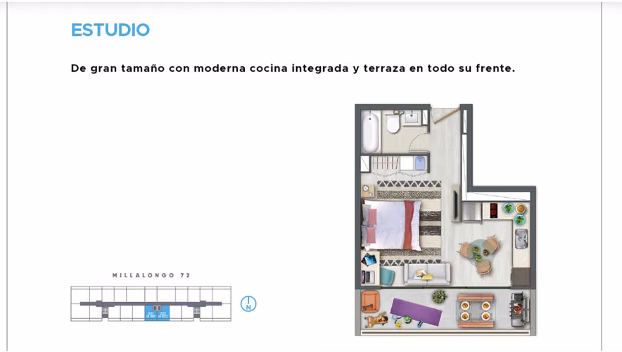 Departamento 1D Estudio Metro Mirador Terraza Grande