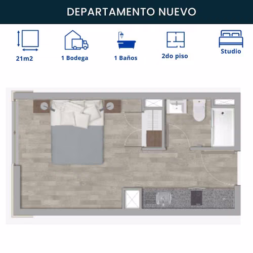Arriendo Depto Studio  n° 211 Valdivia (JR) (14720)