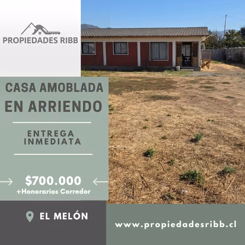 Casa Amoblada en Arriendo con gran terreno en El Melón