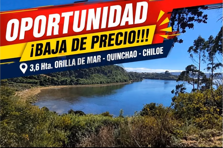 Lote 3,6 ha orilla de mar cohen, quinchao unico!