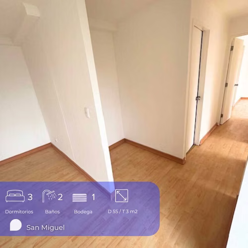 DEPTO 3D2B | SAN MIGUEL | UF 2.760  | METRO (169171)