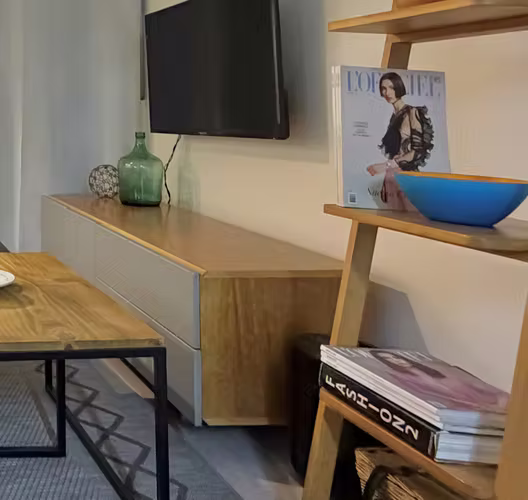 Mueble para TV estilo nórdico madera y gris – 150 cm aprox.