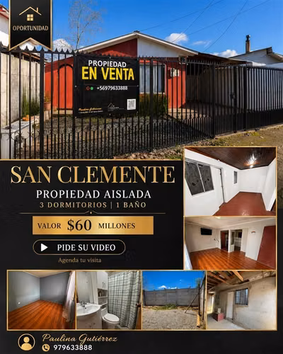Casa en venta de 3 dorm. en San Clemente