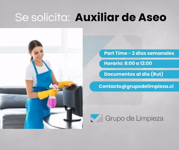 Part-time Auxiliar de Aseo para oficinas (con documentación)