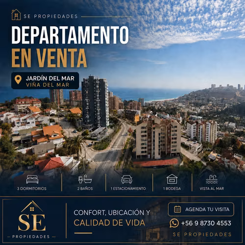 EXCLUSIVO DEPTO 3D-2B-E-B CON VISTA AL MAR EN JARDIN DEL MAR