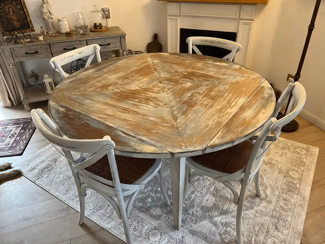 Mesa de comedor redonda extensible + 6 sillas