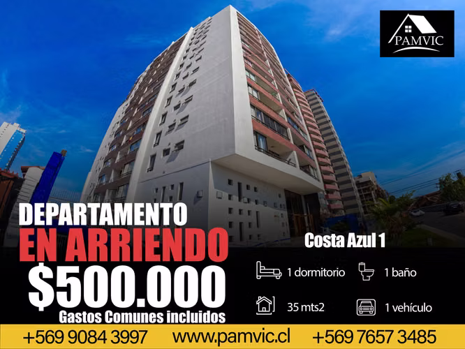 Departamento en Arriendo en Edificio Costa Azul 1