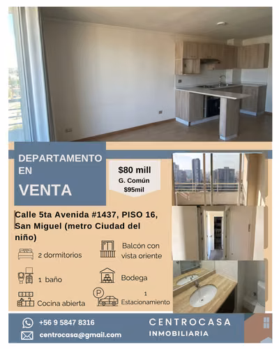 Departamento en San Miguel, Venta SUBSIDIO Conectividad Total a Pasos de Metro y Autopista