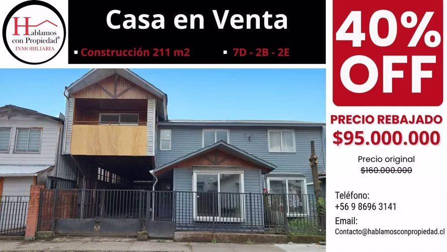 Casa Grande en Venta en Pto Aysen 7Do 2Ba 3Es (171694)