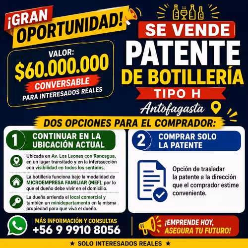 PATENTE DE BOTILLERIA ANTOFAGASTA