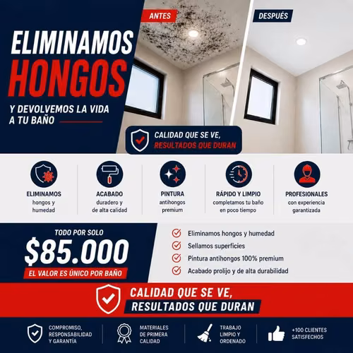 ELIMINACIÓN DE HONGOS Y HUMEDAD EN BAÑOS