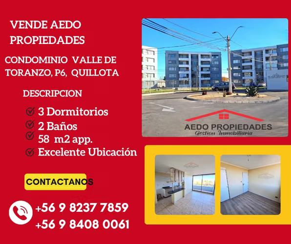 Se Vende Funcional  Departamento en Condominio Valle de Toranzo, comuna de Quillota
