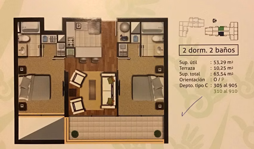 Arriendo Depto. Barrio República: 2d/2b/terraza/estac.