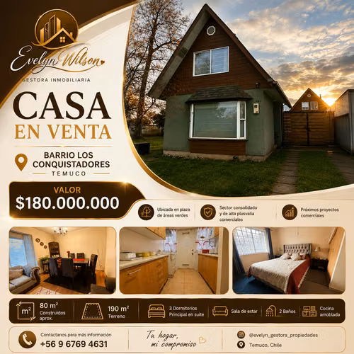 Se vende casa sector poniente de Temuco