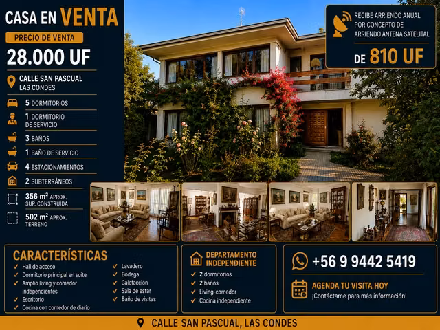 VENTA CASA EN LAS CONDES GENERA 810 UF/AÑO