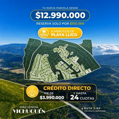 Parcelas a minutos del Lago Vichuquén y Playa Llico
