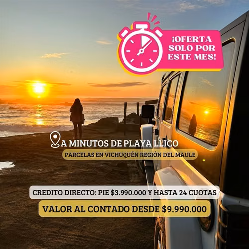 Parcelas en venta en Vichuquén a minutos playa Llico