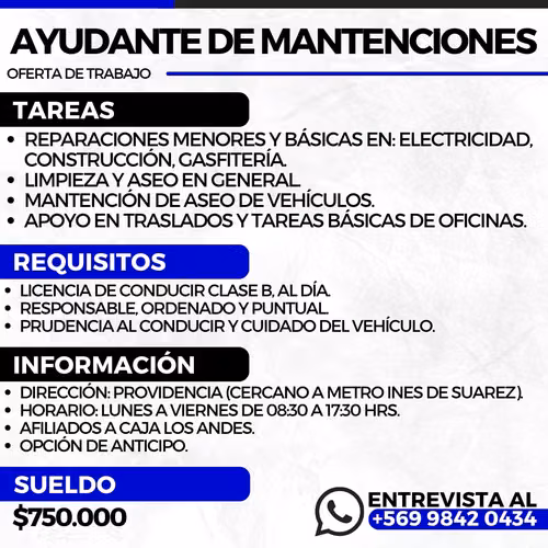 Ayudante de mantenciones