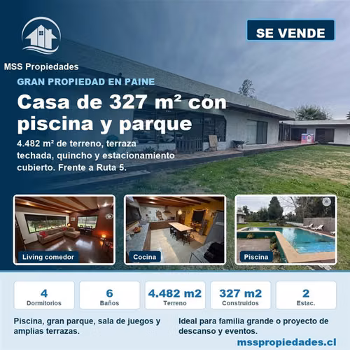 Casa parcela en Paine con gran terreno y acceso a Ruta 5 - Imagen 1
