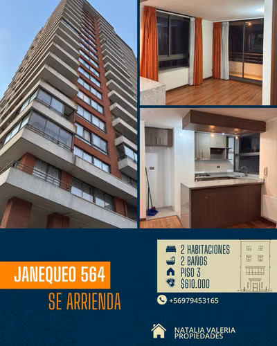 SE ARRIENDA DEPARTAMENTO JANEQUEO CON BARROS 2D 2B EST