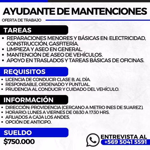 AYUDANTE DE MANTENCIONES