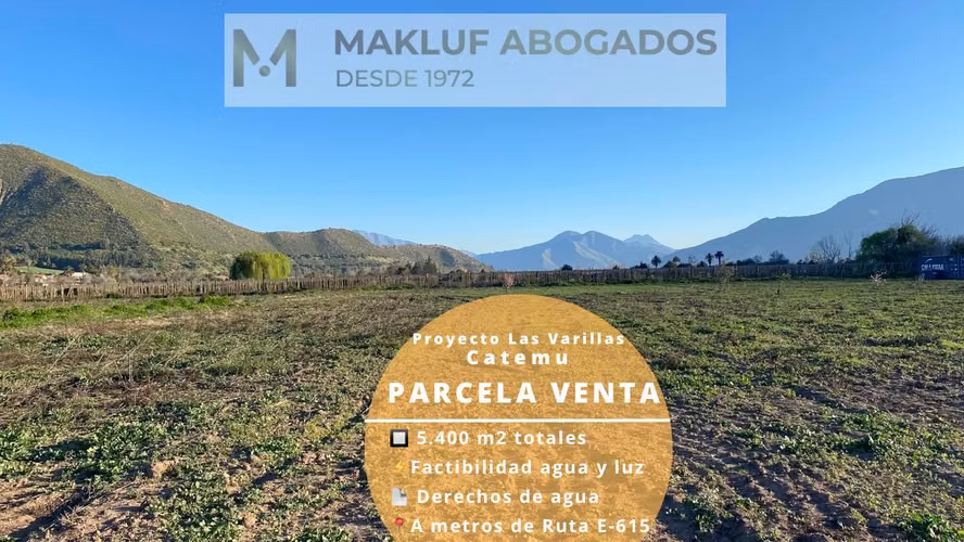 Terreno 5.400 m2 en venta, ubicada a 5 minutos del centro de Catemu
