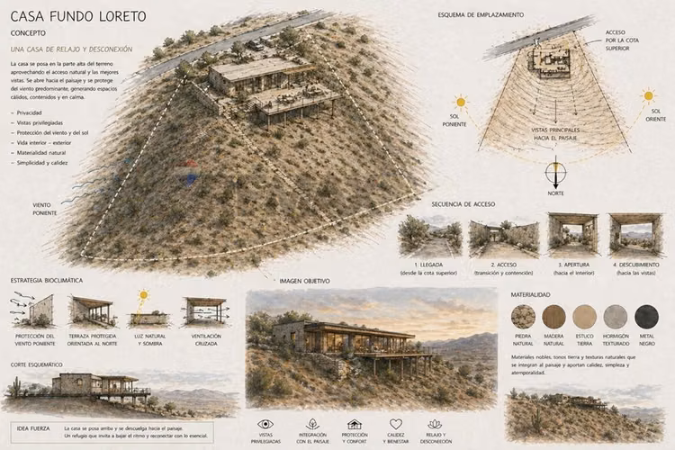 Parcela 5.000m² fundo loreto: gran vista y clima