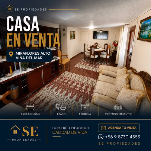 Vendo casa de 3D-1B-2E en Miraflores Alto, Viña del Mar