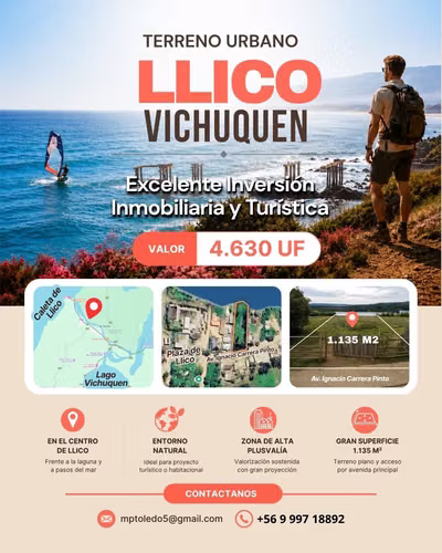 VENDO TERRENO URBANO, LLICO VICHUQUEN