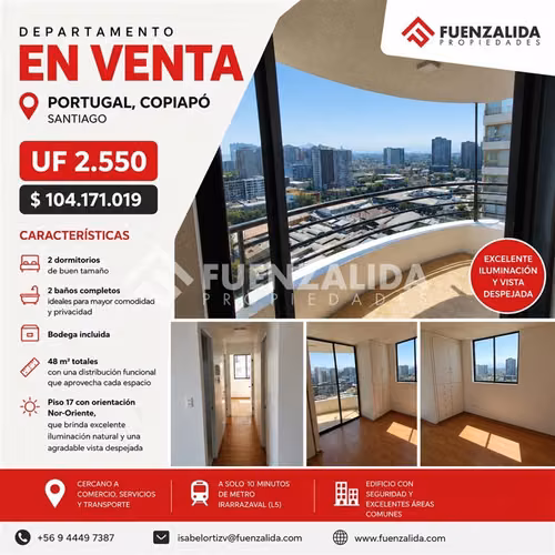 Departamento en venta de 2 dorm. en Santiago