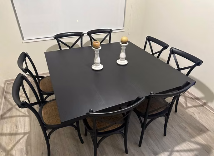 Comedor 140x140 6-8 personas madera sólida negro