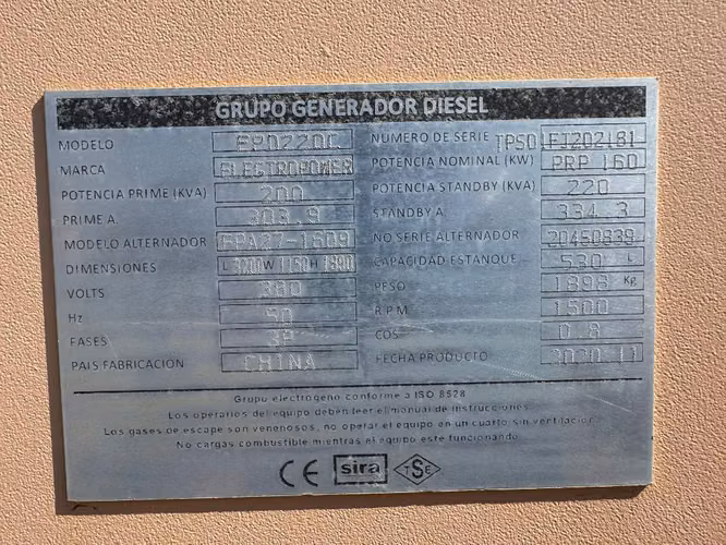 Generador eléctrico impecable estado