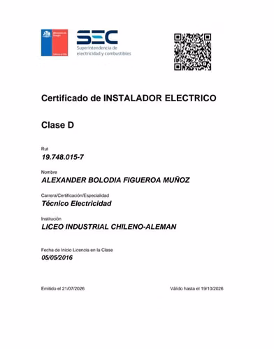 Técnico eléctrico clase D