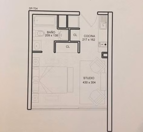 Moderno Home Studio. en Arriendo. P.Reyes.Santiago
