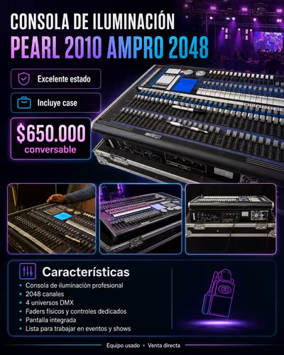 Consola de iluminación Pearl 2010 Ampro 2048 + case  Descripción