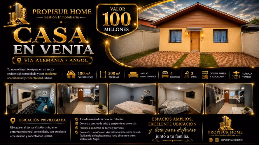 Casa 4 Dormitorios 2 Baños en Villa Alemania, Angol