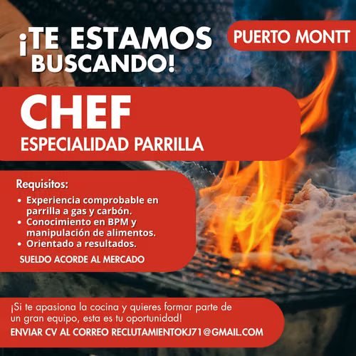 Cocinero especialidad PARRILLA