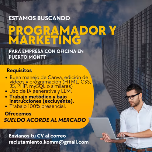 Programador y Marketing Digital - Empresa en Puerto Montt (Presencial)