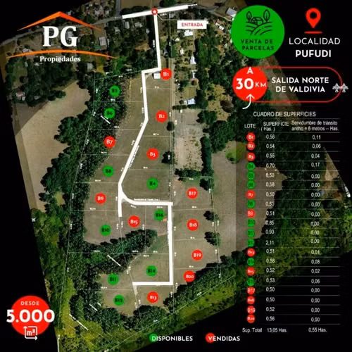 PARCELA DE 5000 M2 EN PUFUDI CERCA DE VALDIVIA