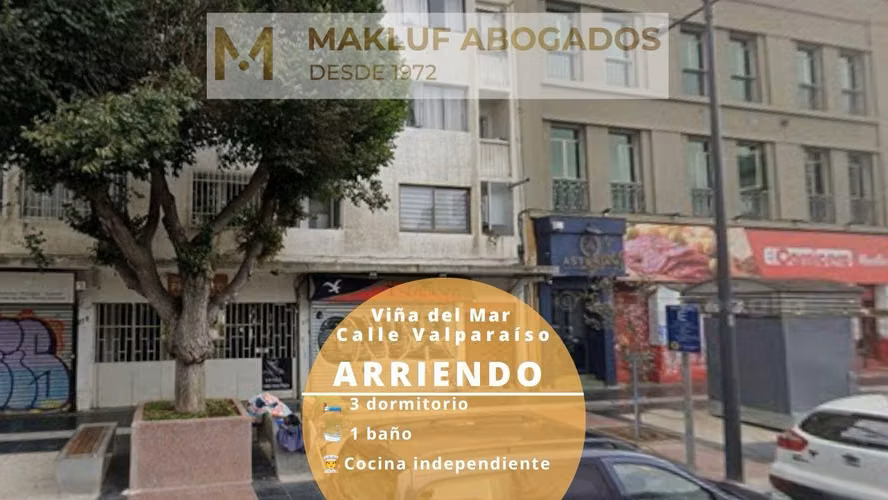 Departamento 3 dormitorios en arriendo, calle Valparaíso, Viña del Mar