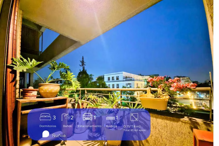Plaza Ñuñoa | 3 Dorm | 2 Baños | 1Est  | 1Bod. (177492)