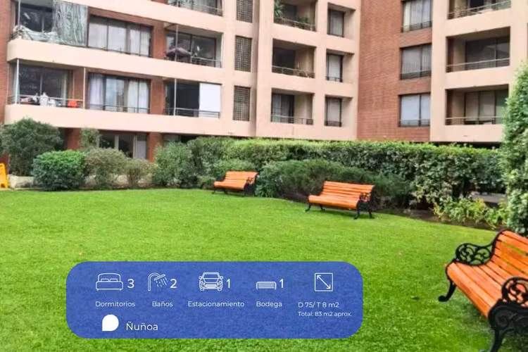 Plaza Ñuñoa | 3 Dorm | 2 Baños | 1Est  | 1Bod. (177492)