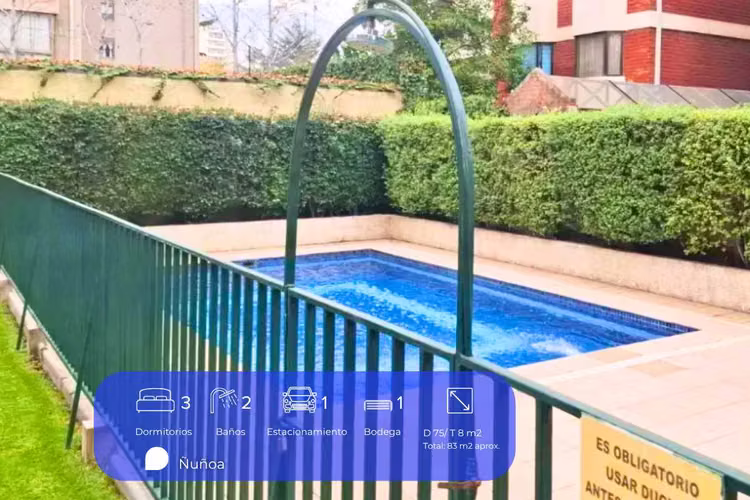 Plaza Ñuñoa | 3 Dorm | 2 Baños | 1Est  | 1Bod. (177492)