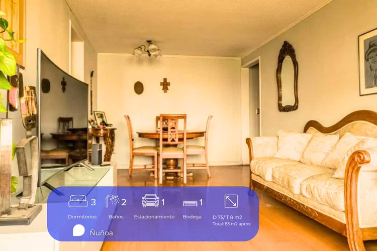 Plaza Ñuñoa | 3 Dorm | 2 Baños | 1Est  | 1Bod. (177492)