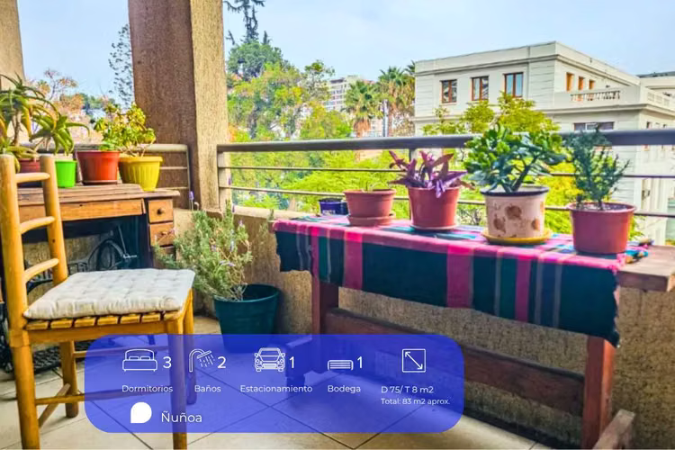 Plaza Ñuñoa | 3 Dorm | 2 Baños | 1Est  | 1Bod. (177492)