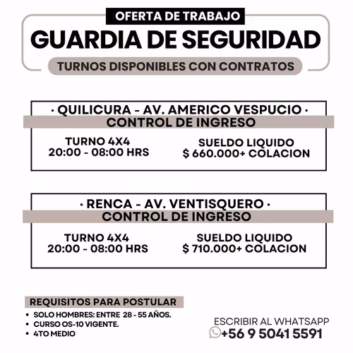GUARDIA DE SEGURIDAD- PUDAHUEL RENCA
