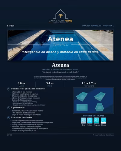 Piscina Fibra de Vidrio Creatos 10,5x3,5m - Instalación Incluida